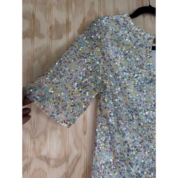 Varun Bahl Sequin, Party, Holiday Festive Glam Y2K Bold Shirt Size Small - Picture 5 of 8